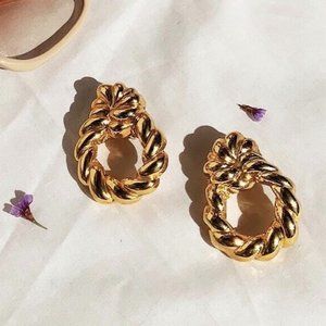Vintage Croissant Knocker Clip-On Earrings